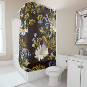 ワイルドフラワー：黒い背景色 シャワーカーテン (インサイチュ)