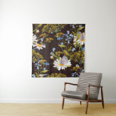 ワイルドフラワー：黒い背景色 タペストリー (インサイチュ)