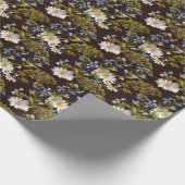 ワイルドフラワー：黒い背景色 ラッピングペーパー (角)