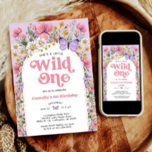 ワイルドフラワー 1歳 誕生日 招待状