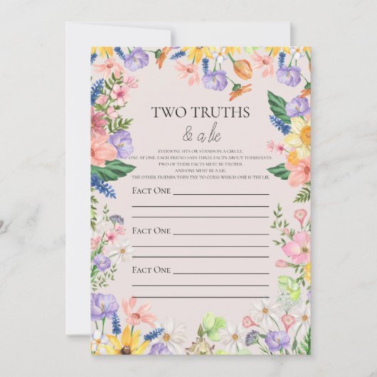 ワイルドフラワー 2つの真実と1つの嘘 赤ちゃんゲーム カード (正面)