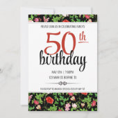 ワイルドフラワー 50歳の誕生日 招待状 (正面)
