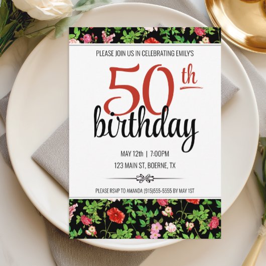 ワイルドフラワー 50歳の誕生日 招待状