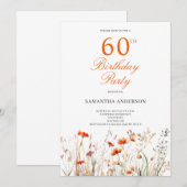 ワイルドフラワー 60歳の誕生日パーティー 招待状 (正面/裏面)