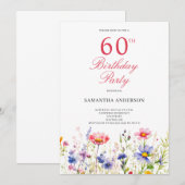 ワイルドフラワー 60歳の誕生日パーティー 招待状 (正面/裏面)