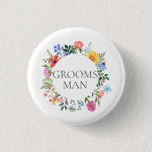 ワイルドフラワー groom 結婚式 缶バッジ (正面)