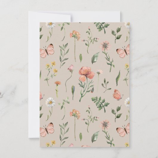 ワイルドフラワー"N"ハイチェアのバンティングバナーカード 招待状 (裏面)