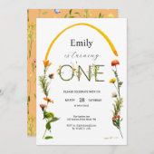 ワイルドフラワー ONE 1st バースデー 招待状 (正面/裏面)