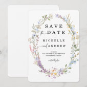 ワイルドフラワー Save the date テンプレート (正面/裏面)