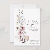 ワイルドフラワーbohoミニマルモダンリスト赤ちゃんシャワー サンキューカード (正面)