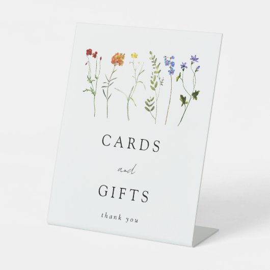 ワイルドフラワーLGBTプライドウェディングカードとギフト 台座サイン (正面)