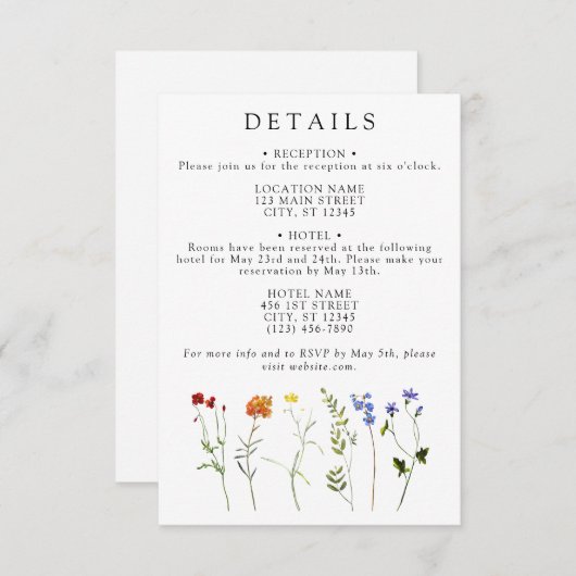 ワイルドフラワーLGBTQゲイプライドフローラ結婚ズ詳細 エンクロージャーカード (正面/裏面)