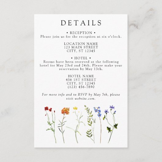 ワイルドフラワーLGBTQゲイプライドフローラ結婚ズ詳細 エンクロージャーカード (正面)