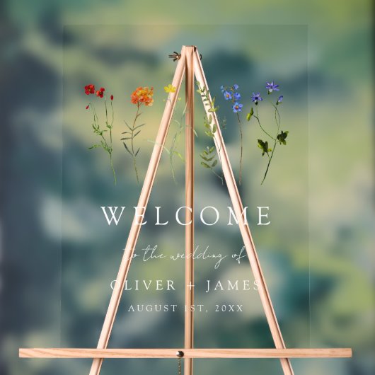 ワイルドフラワーLGBTQゲイプライド結婚フローラ アクリルサイン (ニュートラル)