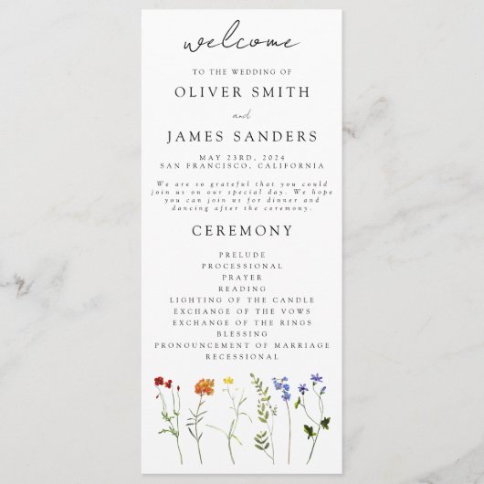 ワイルドフラワーLGBTQゲイプライド結婚フローラ プログラム (正面)