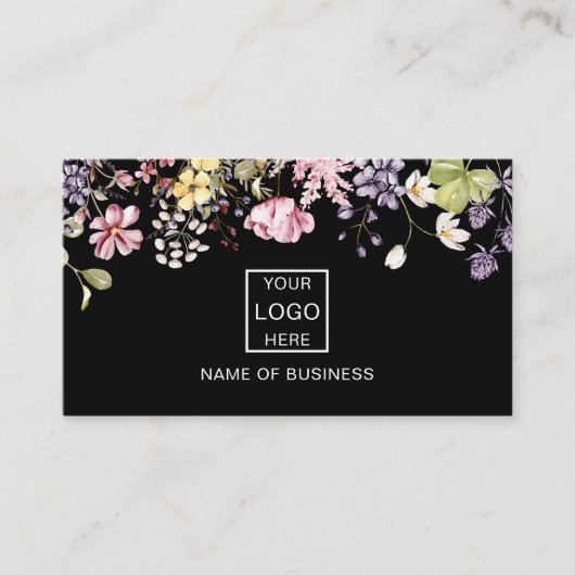 ワイルドフラワーQRコードソーシャルメディアのアイコンの名刺 名刺 (正面)