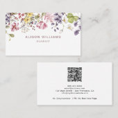 ワイルドフラワーQRコードトレンディーフローリスト 名刺 (正面/裏面)