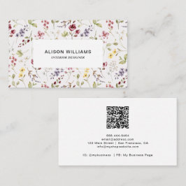 ワイルドフラワーQRコード春花柄 名刺