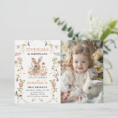 ワイルドフラワーSome Bunny Girl 1st Birthday写真 招待状 (スタンド正面)