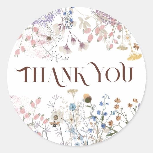 ワイルドフラワ感謝していーはクラシックラウンドのシール ラウンドシール (正面)
