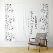 ワイルドフラワ描ーホワイトブライダルシャワー背景 タペストリー (インサイチュ(横))