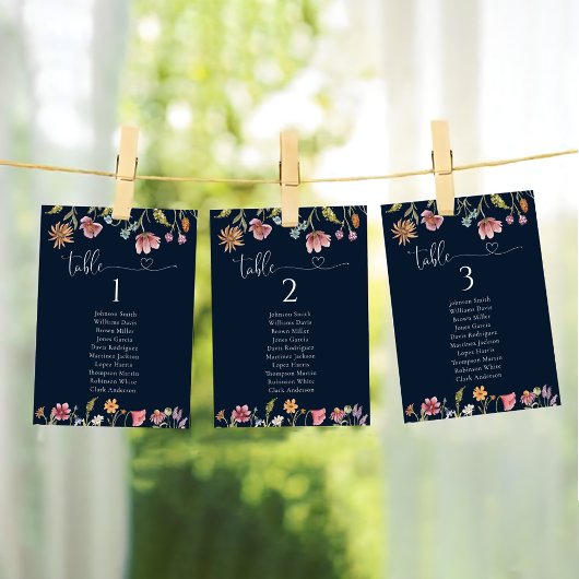 ワイルドフラワ結婚ーのテーブル座席表カード