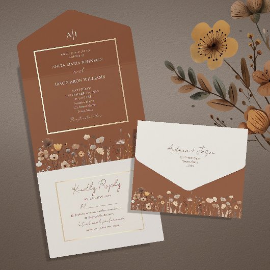 ワイルドフラワ結婚ーズ オールインワン招待状