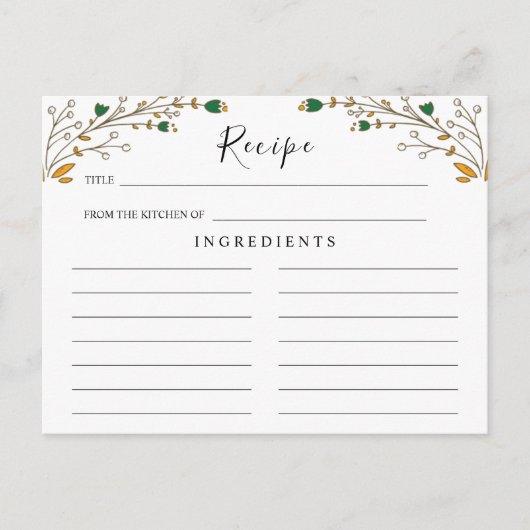 ワイルドフラワ結婚ーズ、ボホフローラレシピカード ポストカード (正面)