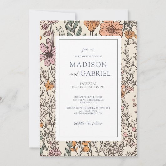 ワイルドフラワ結婚ーズ 招待状 (正面)