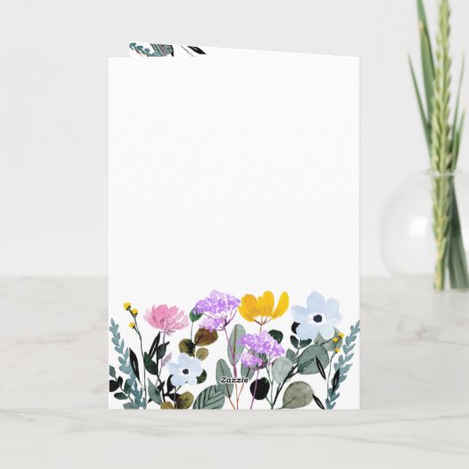 ワイルドフラワ縁どー咲き素晴らしい誕生日 カード (裏面)