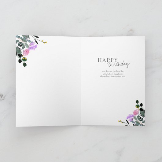 ワイルドフラワ縁どー咲き素晴らしい誕生日 カード (内部)
