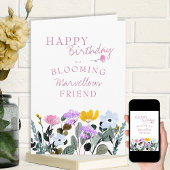 ワイルドフラワ縁どー咲き素晴らしい誕生日 カード