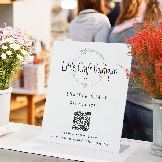 ワイルドフラーエレガントラインアートリースQRコード 台座サイン