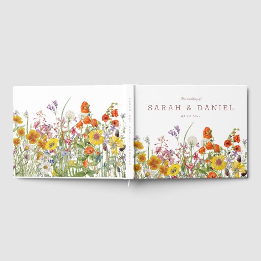 ワイルドフラーパーソナライズされたの結婚ゲストブック ゲストブック (全面)