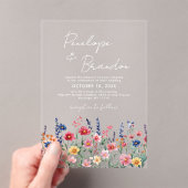 ワイルドフラー素朴カントリーフローラシック結婚ズ アクリル招待状 (インサイチュ (ポータブル))