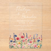 ワイルドフラー素朴カントリーフローラシック結婚ズ アクリル招待状 (正面)