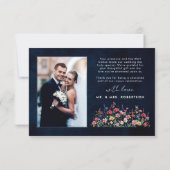 ワイルドフラー素朴カントリーBohoフローラネイビー結婚ズ サンキューカード (裏面)