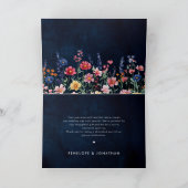 ワイルドフラー素朴カントリーBohoフローラネイビー結婚ズ サンキューカード (内部)