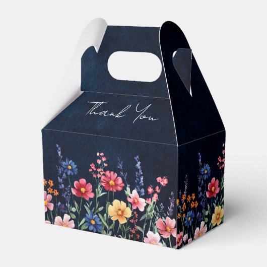 ワイルドフラー素朴カントリーBohoフローラネイビー結婚ズ フェイバーボックス (正面サイド)