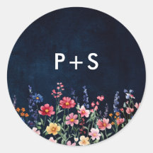 ワイルドフラー素朴カントリーBohoフローラネイビー結婚ズ