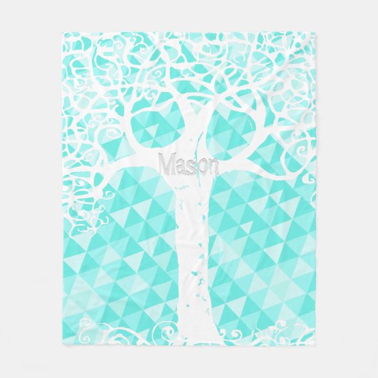 ワイルドフリーのミント抽象芸術三角形パターン フリースブランケット (正面)