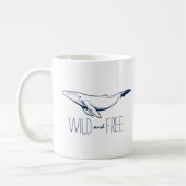 ワイルドフリーホエールネイビーブルービーチ海 コーヒーマグカップ (左)