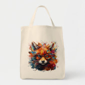 ワイルドフリー抽象芸術ポップ・アートのキツネ トートバッグ (正面)