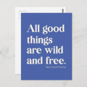 ワイルドフリー正感動的位引用文ブルー ポストカード (正面/裏面)