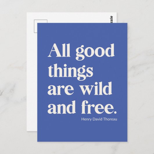 ワイルドフリー正感動的位引用文ブルー ポストカード (正面/裏面)