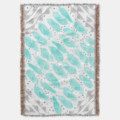 ワイルドフリー羽毛パターンヴィンテージレトロ スローブランケット (正面縦)