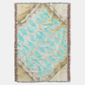 ワイルドフリー羽毛パターンヴィンテージレトロ スローブランケット (正面縦)