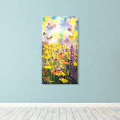 ワイルドフルを描いた絵を描魅惑の水色 キャンバスプリント (インサイチュ (ウッドフロア))