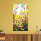 ワイルドフルを描いた絵を描魅惑の水色 キャンバスプリント (インサイチュ (リビング))