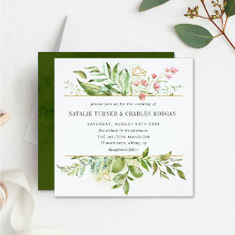 ワイルドフローラグリーンリーフ結婚式招待状 招待状